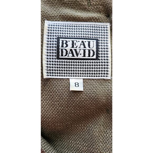 Vintage 80s Beau David Linen Blend Fringe Dress Women‎ Sz 8 Olive Green - Picture 11 of 12